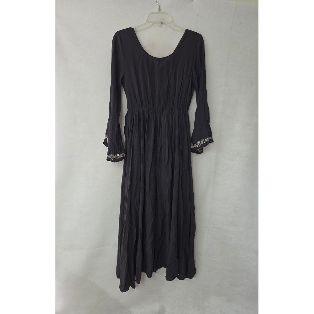 Jodifl Wrap Maxi Dress Womens Small‎ Charcoal Gray Floral Embroidered Boho J3292 - Picture 2 of 11
